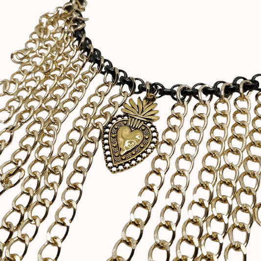 COLLANA BAVAGLINO SACRO CUORE GOLDBLACK