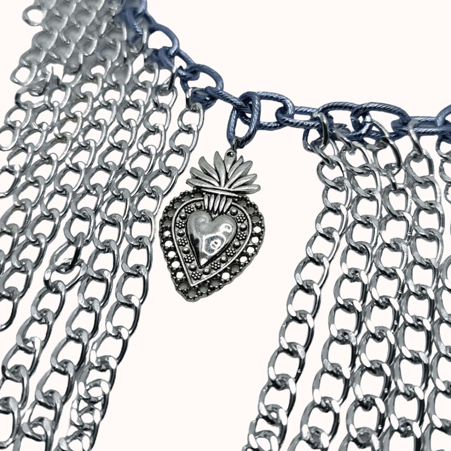 COLLANA BAVAGLINO SACRO CUORE SILVERBLUE