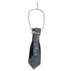 Collana Cravatta Gioiello con catena in acciaio e perle, cravatta di cotone 100% made in italy e ferma cravatta con inserto magnetico per aggancio della Clap Calamita