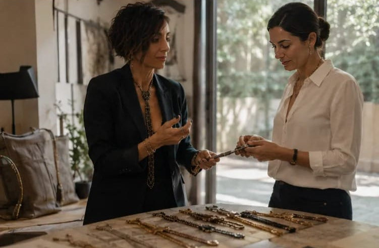 un momento  tra claudia de rosa con cliente durante evento in store