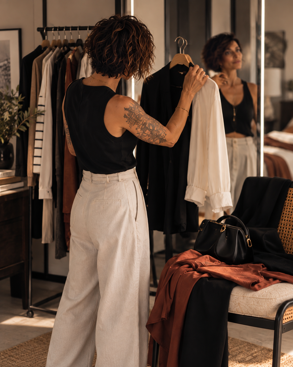 Outfit statement femminile contemporaneo
