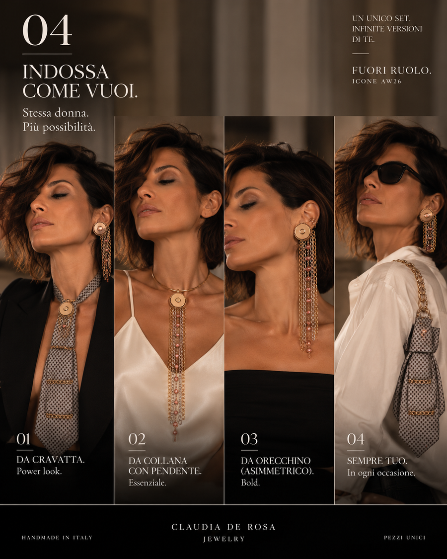Infiniti modi di indossare la cravatta gioiello by claudia de rosa jewelry