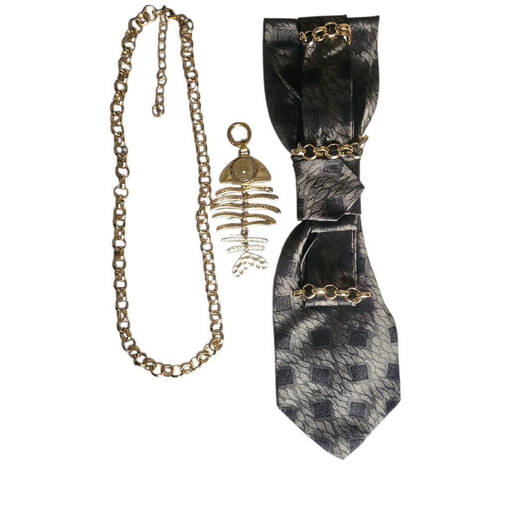 cravatta gioiello componibile Mystic Fish Gold 3 pezzi in 1