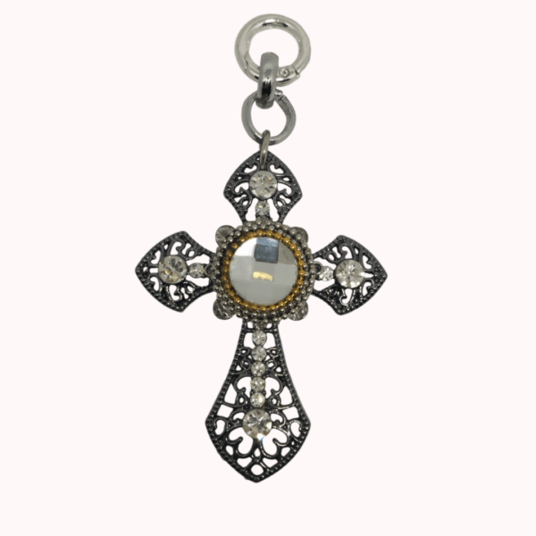 charm croce black per collana mix and match, claudia de rosa jewelry